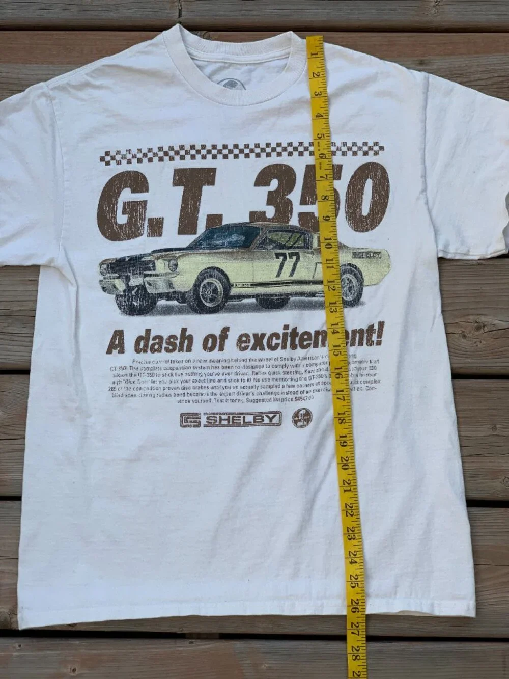 Shelby Mustang GT 350 T Shirt Mens Medium Tan Logo Classic Ford Car Racing
